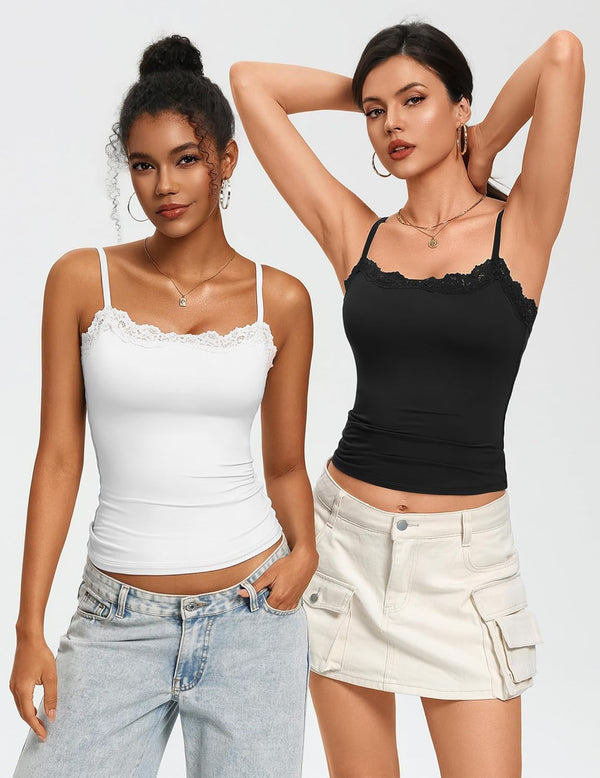 Stylish Lace Trim Cami Top